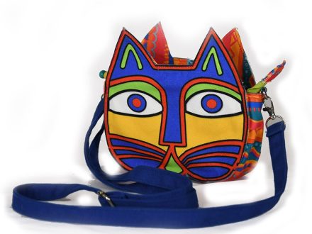 brightly colored cat-shaped bag